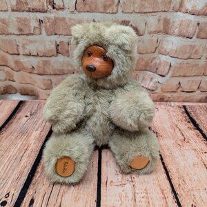 Robert Raikes "Cookie" Plush Teddy Bear with Wooden Face 1989 by Applause Inc.